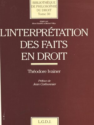 cover image of L'interprétation des faits en droit